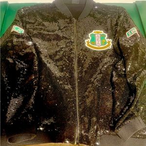 AKA Sorority Sequin Black Jacket size MEDIUM but fits like a large